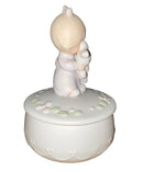 Precious Moments Trinket Box E-9281, Jesus Loves Me Girl with Bunny