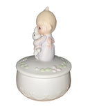 Precious Moments Trinket Box E-9281, Jesus Loves Me Girl with Bunny