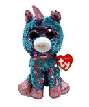 Ty Flippables Sequin Plush - Celeste the Blue & Pink Unicorn