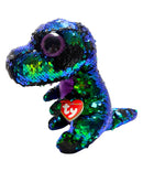 Ty Flippables Sequin Plush - Crunch the Blue Dinosaur, Medium (9")