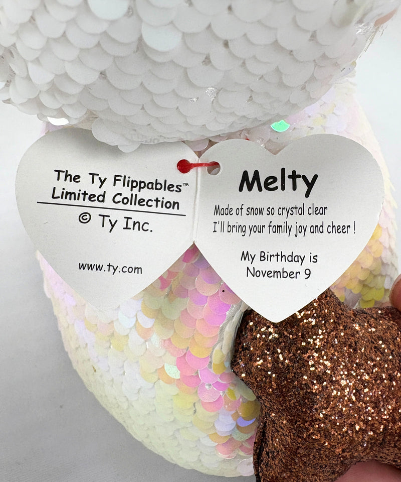 Ty Flippables Sequin Plush - Melty(medium) the Snowman, Medium, Glitter Eyes, Christmas, Winter, Medium size