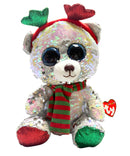 Ty Flippables Sequin Plush - Mistletoe the Christmas Polar bear, Medium (10")