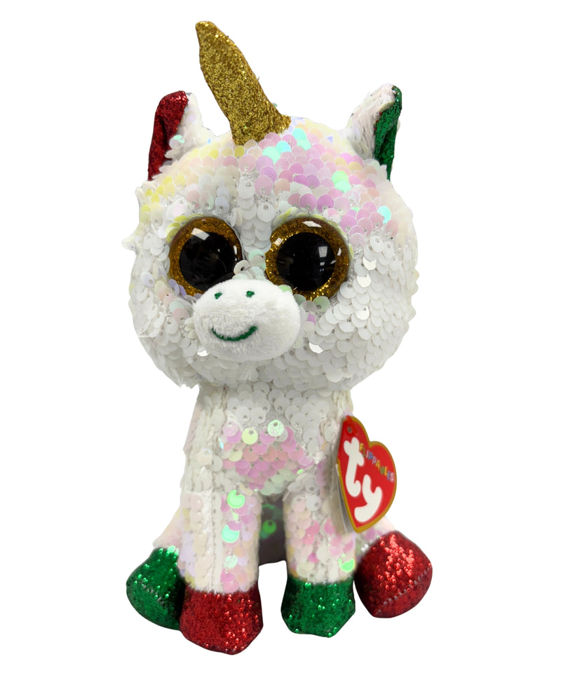 Ty Flippables Sequin Plush - Stardust the Unicorn, Glitter Eyes, Christmas