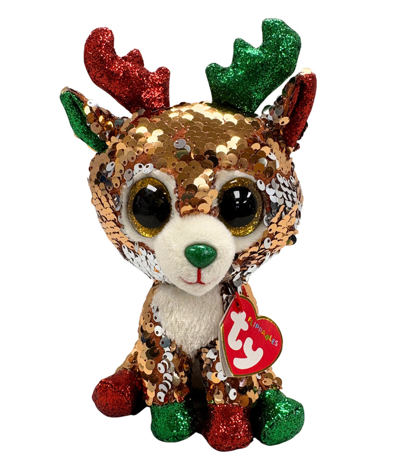 Ty Flippables Sequin Plush - Tegan the Reindeer, Regular, Glitter Eyes, Christmas