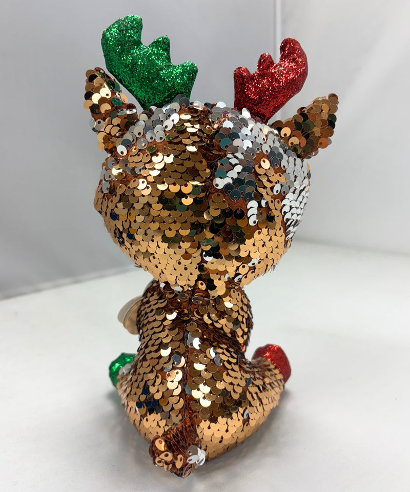 Ty Flippables Sequin Plush - Tegan the Reindeer, Regular, Glitter Eyes, Christmas