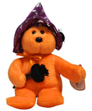 Ty Halloweenie Beanies - Pocus the Orange Witch Bear