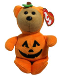 Ty Halloweenie Beanies- Teddykin the Pumpkin Bear