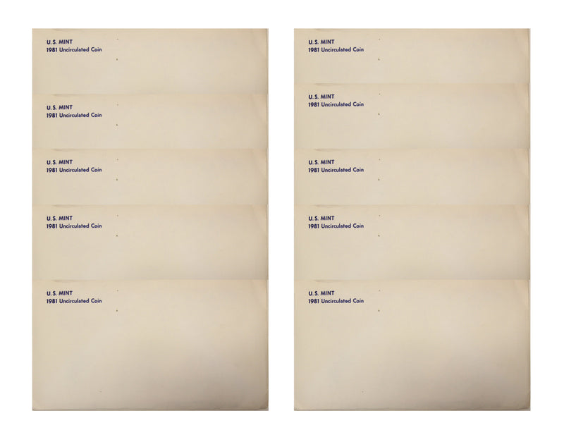 1981 PD US Mint set 10 Pack (OGP) 130 coins