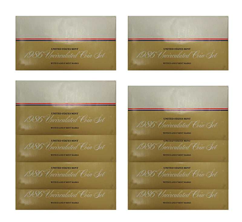 1986 PD US Mint set 10 Pack (OGP) 100 coins
