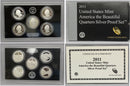 2011 America the Beautiful Quarter Proof Set 90% Silver (OGP) 5 coins