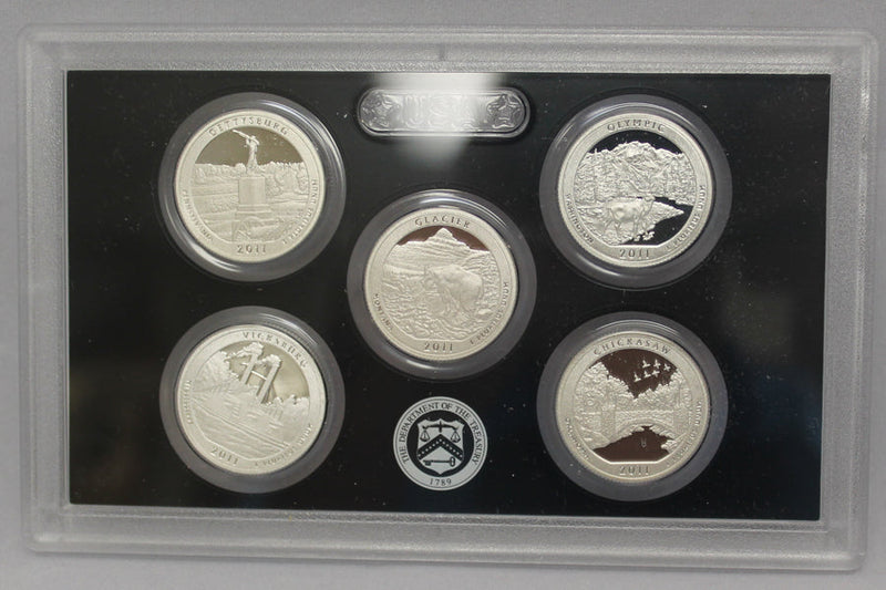 2011 America the Beautiful Quarter Proof Set 90% Silver (OGP) 5 coins