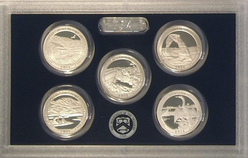 2014 America the Beautiful Quarter Proof Set 90% Silver (OGP) 5 coins