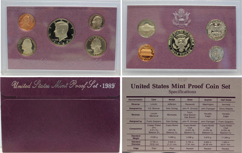 1989 Proof Set CN-Clad (OGP) 5 coins