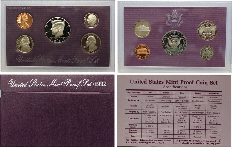 1992 Proof Set CN-Clad (OGP) 5 coins