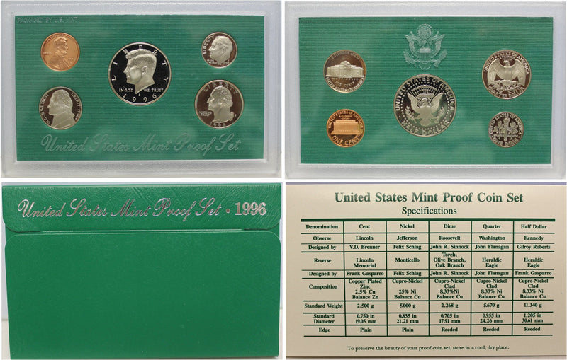 1996 Proof Set CN-Clad (OGP) 5 coins