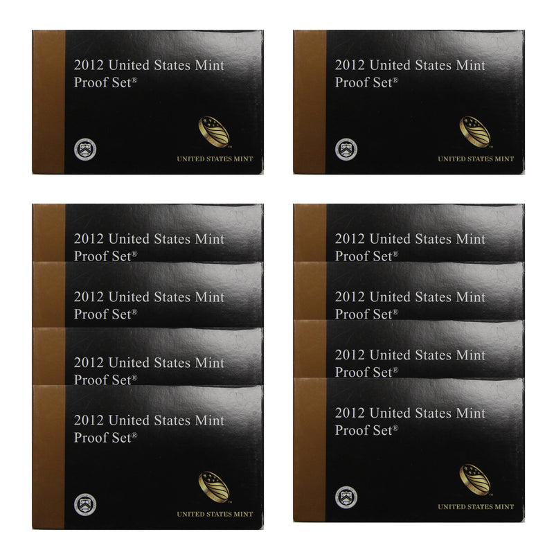 2012 Proof set 10 Pack CN-Clad Kennedy, Presidential Dollar, State quarters OGP 140 coins