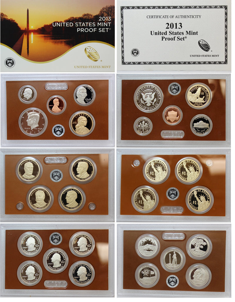 2013 Proof set 10 Pack CN-Clad Kennedy, Presidential Dollar, State quarters - (OGP) 140 coins