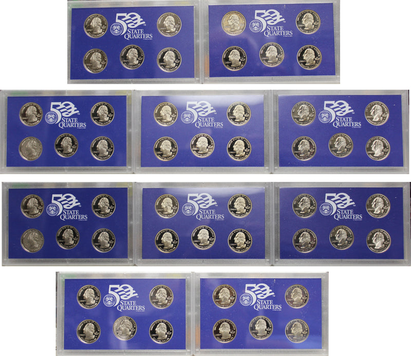 1999-2008 S Proof State Quarter Set Run CN-Clad 50 Coins