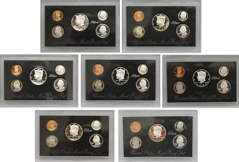 1992-1998 S Proof Set Run 90% Silver 7 Sets 35 Coins