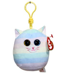 Ty Squish-a-Boos (Plastic Key Clip) - Heather the Pastel Striped Cat
