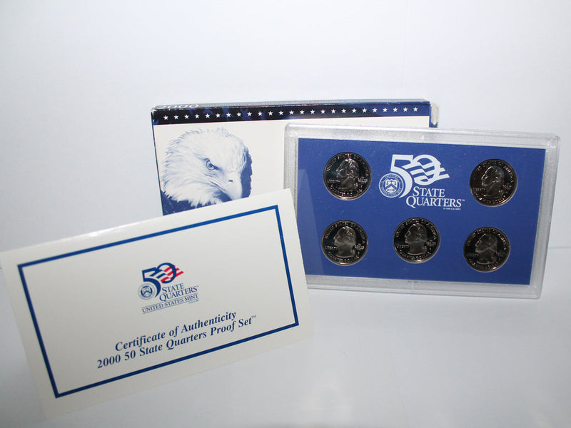 2000 State Quarter Proof Set CN-Clad (OGP) 5 coins