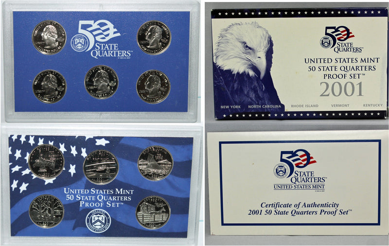 2001 State Quarter Proof Set CN-Clad (OGP) 5 coins