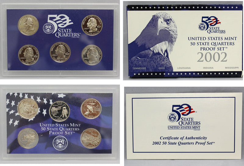 2002 State Quarter Proof Set CN-Clad (OGP) 5 coins