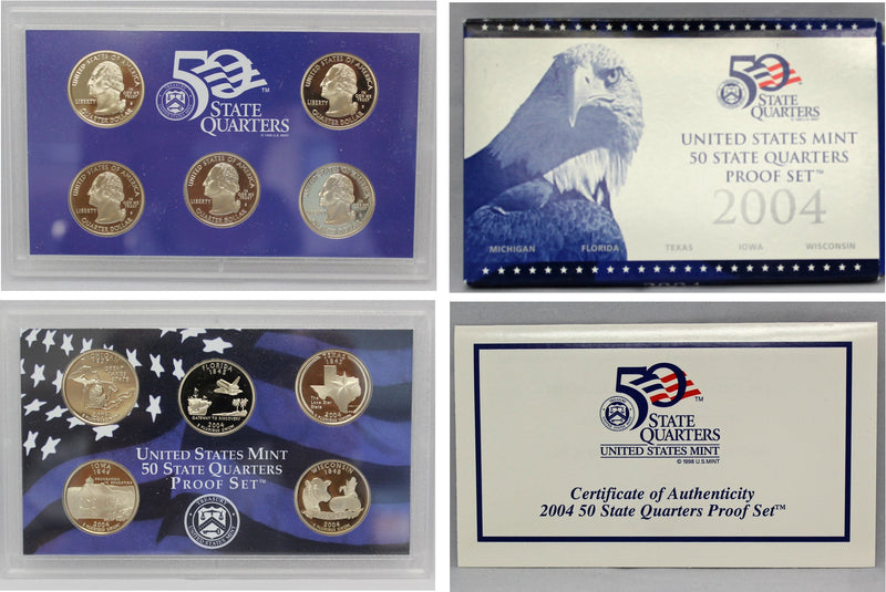 2004 State Quarter Proof Set CN-Clad (OGP) 5 coins