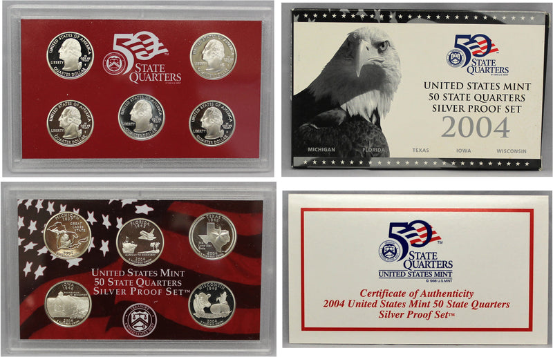 2004 State Quarter Proof Set 90% Silver (OGP) 5 coins