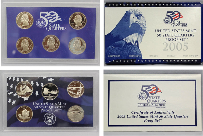 2005 State Quarter Proof Set CN-Clad (OGP) 5 coins