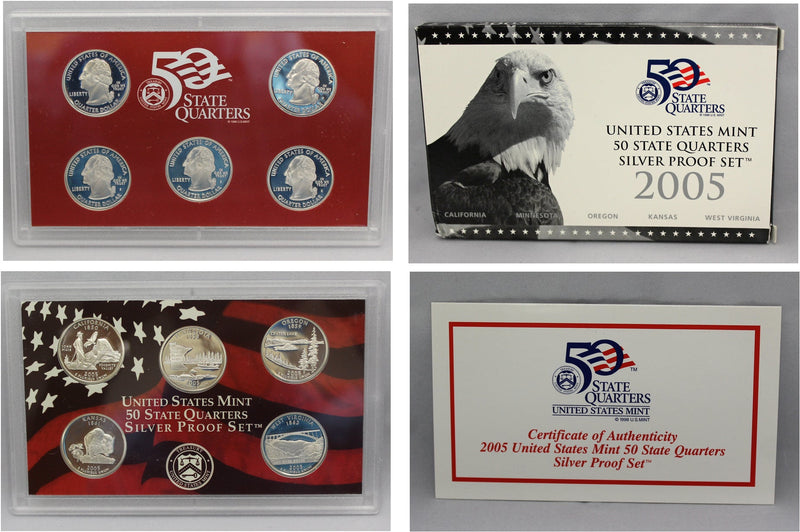 2005 State Quarter Proof Set 90% Silver (OGP) 5 coins