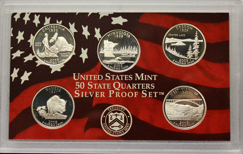 2005 Proof Silver State Quarter Set Gem Cameo No Box/COA