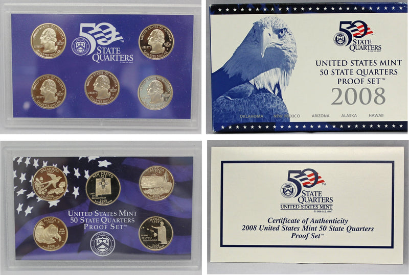 2008 State Quarter Proof Set CN-Clad (OGP) 5 coins