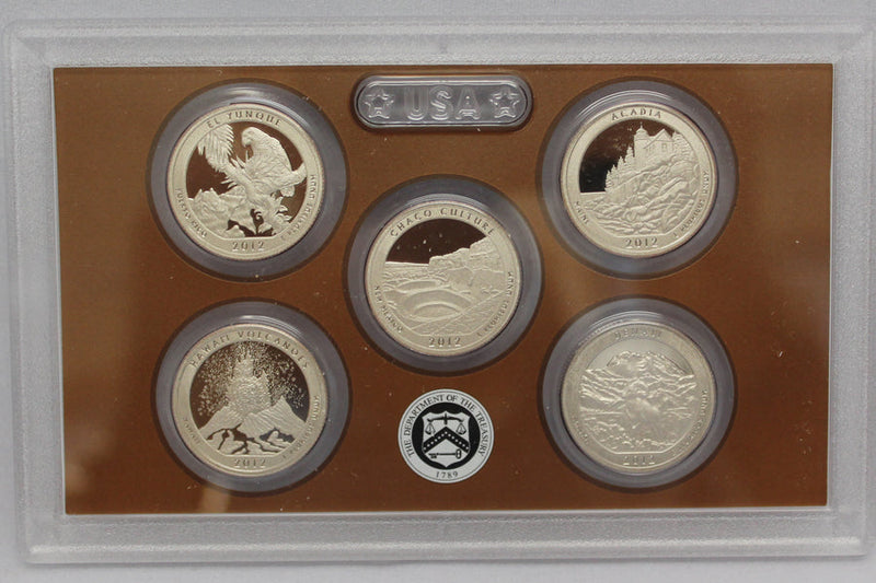 2012 America the Beautiful Quarter Proof Set CN-Clad (OGP) 5 coins