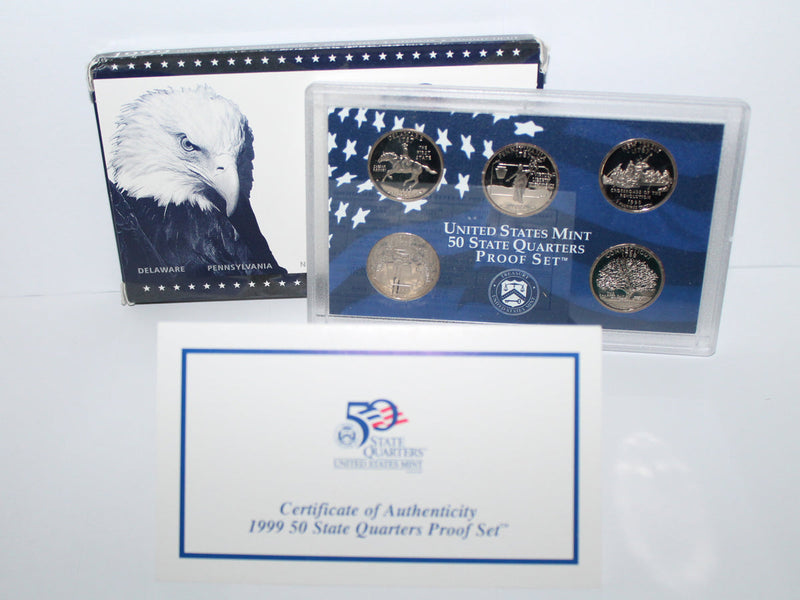 1999 State Quarter Proof Set CN-Clad (OGP) 5 coins