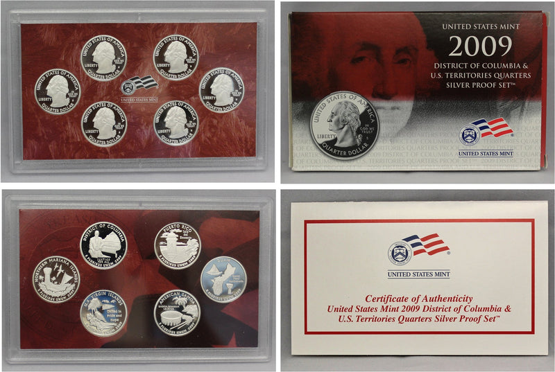 2009 DC & Territory Quarter Proof Set 90% Silver (OGP) 6 coins