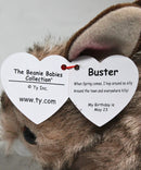 Ty Beanie Baby - Buster the Fluffy Brown Bunny, Solid Eyes