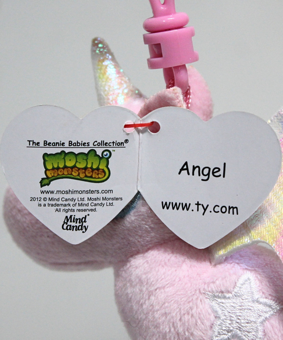 Ty Beanie Baby (Plastic Key Clip) - Angel the Unicorn, Moshi Monsters,
