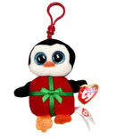 Ty Beanie Baby (Plastic Key Clip) - Chill the Penguin, Glitter Eyes, Winter holidays,Christmas