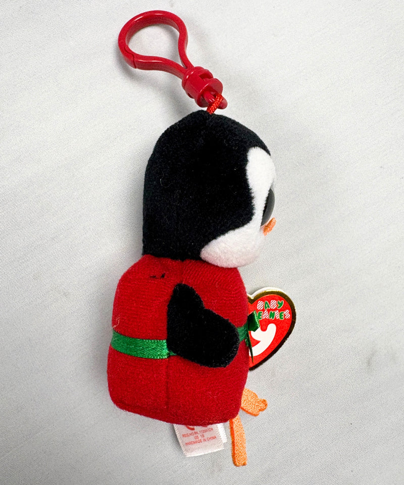 Ty Beanie Baby (Plastic Key Clip) - Chill the Penguin, Glitter Eyes, Winter holidays,Christmas