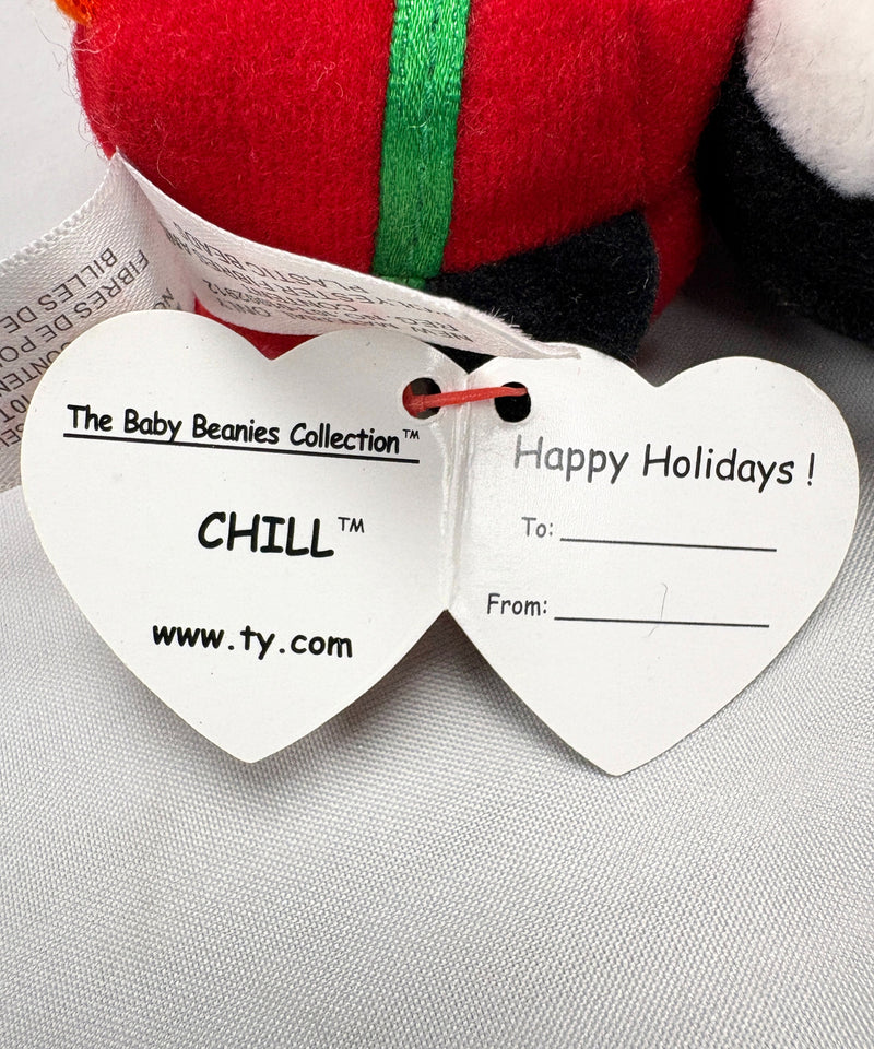 Ty Beanie Baby (Plastic Key Clip) - Chill the Penguin, Glitter Eyes, Winter holidays,Christmas