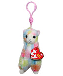 Ty Beanie Baby (Plastic Key Clip) - Lola the Rainbow Llama