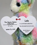 Ty Beanie Baby (Plastic Key Clip) - Lola the Rainbow Llama