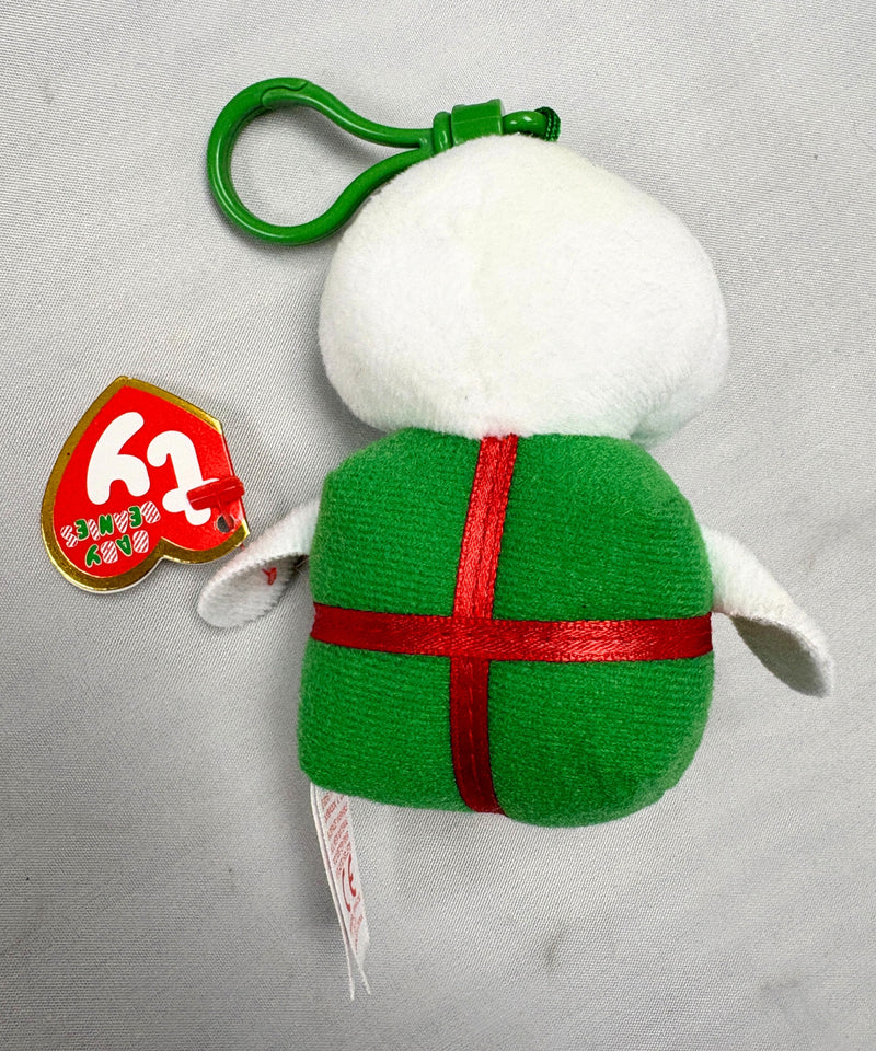 Ty Beanie Baby (Plastic Key Clip) - Shivers the Snowman, Glitter Eyes, Winter holidays,Christmas