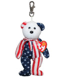 Ty Beanie Baby (Metal Key Clip) - Spangle the Patriotic Bear