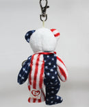 Ty Beanie Baby (Metal Key Clip) - Spangle the Patriotic Bear