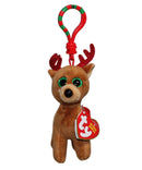 Ty Beanie Baby (Plastic Key Clip) - Tinsel the Reindeer