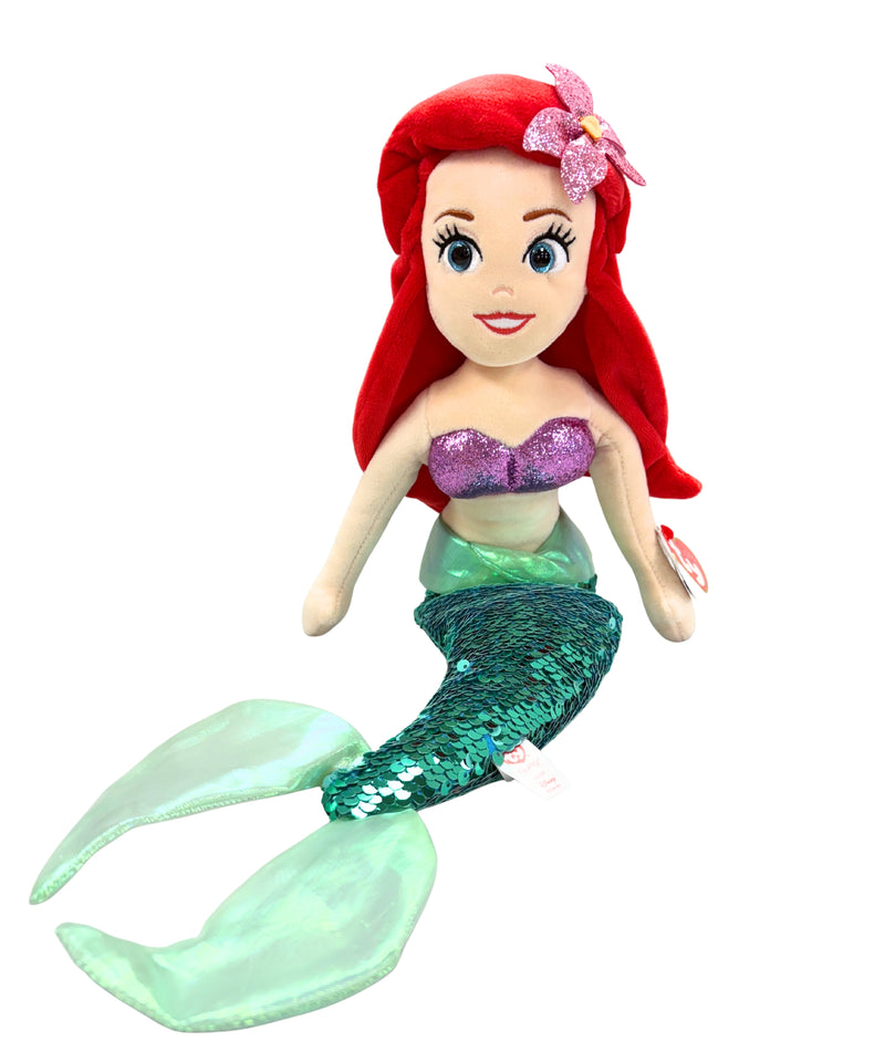 Ty Buddy - Ariel The Little Mermaid Doll, Large, Glitter Eyes, Disney Sparkle