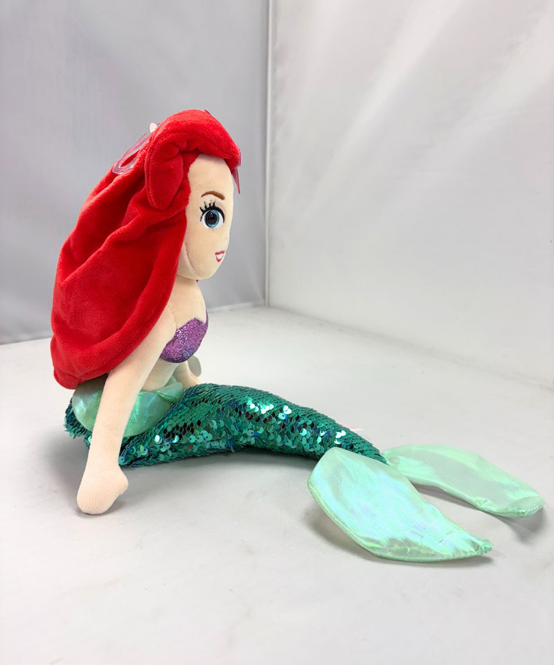 Ty Buddy - Ariel The Little Mermaid Doll, Large, Glitter Eyes, Disney Sparkle