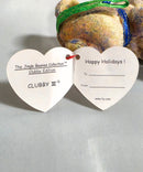 Ty Jingle Beanie - Clubby III the Gold with Blue Teddy Bear